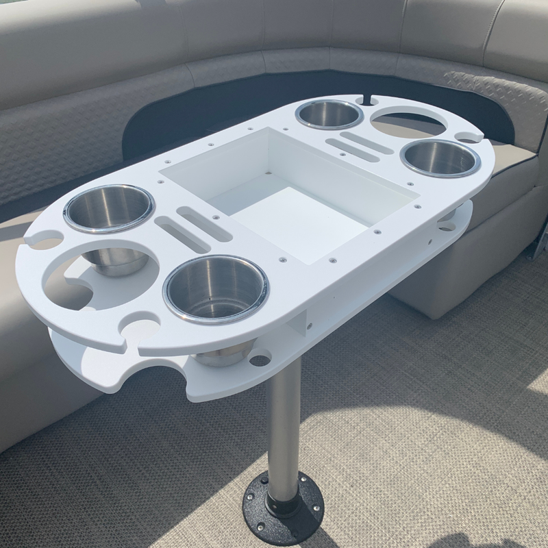 Load image into Gallery viewer, Boat and Pontoon Table – USA Made | Marine Grade with Cup Holders