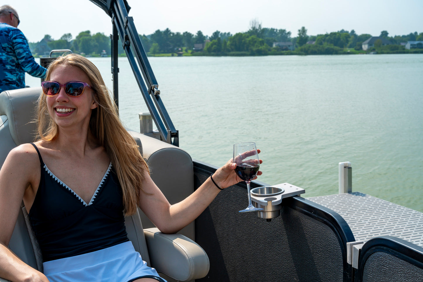 Pontoon Rail Cup and Wine Glass Holder - (1-1/8") or (1-1/4") Square Rail