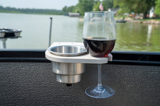 Pontoon Rail Cup and Wine Glass Holder - (1-1/8") or (1-1/4") Square Rail