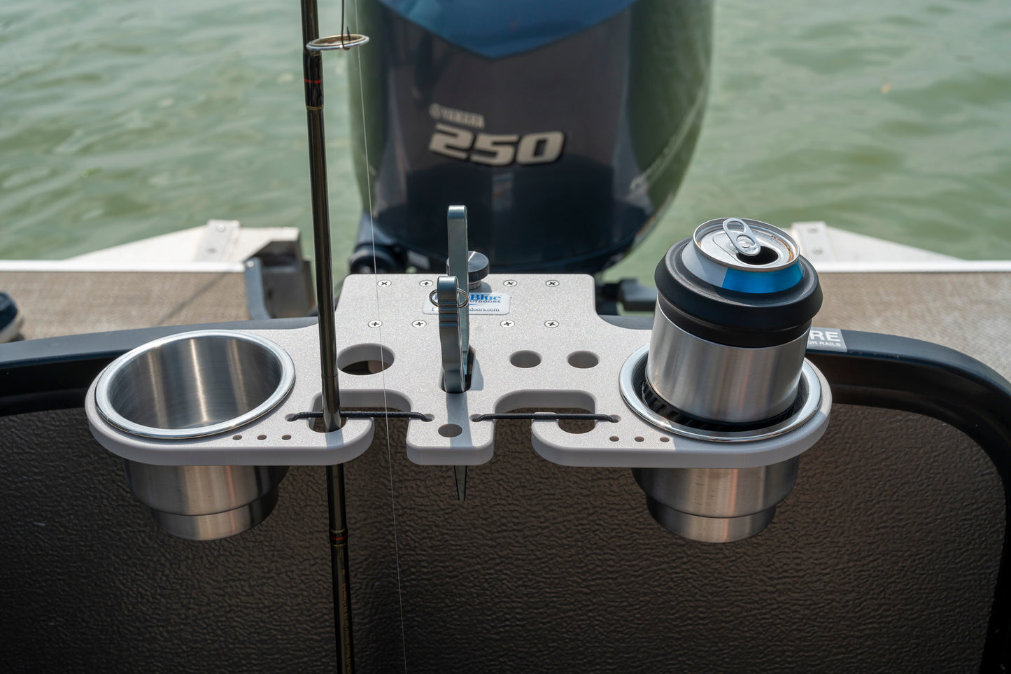 Pontoon Rail - Double Cup and Rod Holder with Tool Organizer slots