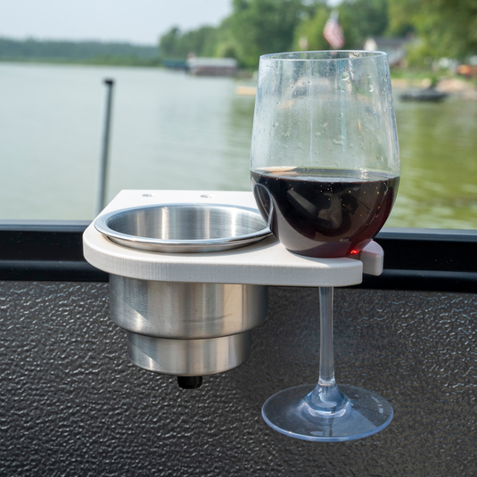 Pontoon Rail Cup and Wine Glass Holder Bundle for Pontoon Boats | Set of 2, Square & Premier® Brand Rail Options