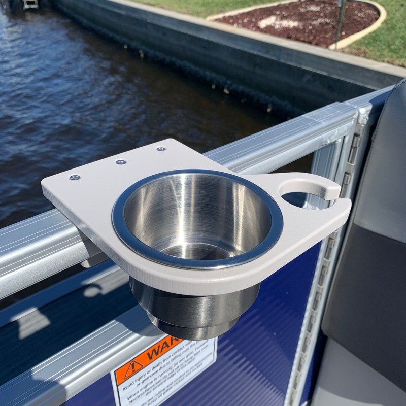 Load image into Gallery viewer, Pontoon Rail Cup and Wine Glass Holder Bundle for Pontoon Boats | Set of 2, Square &amp; Premier® Brand Rail Options
