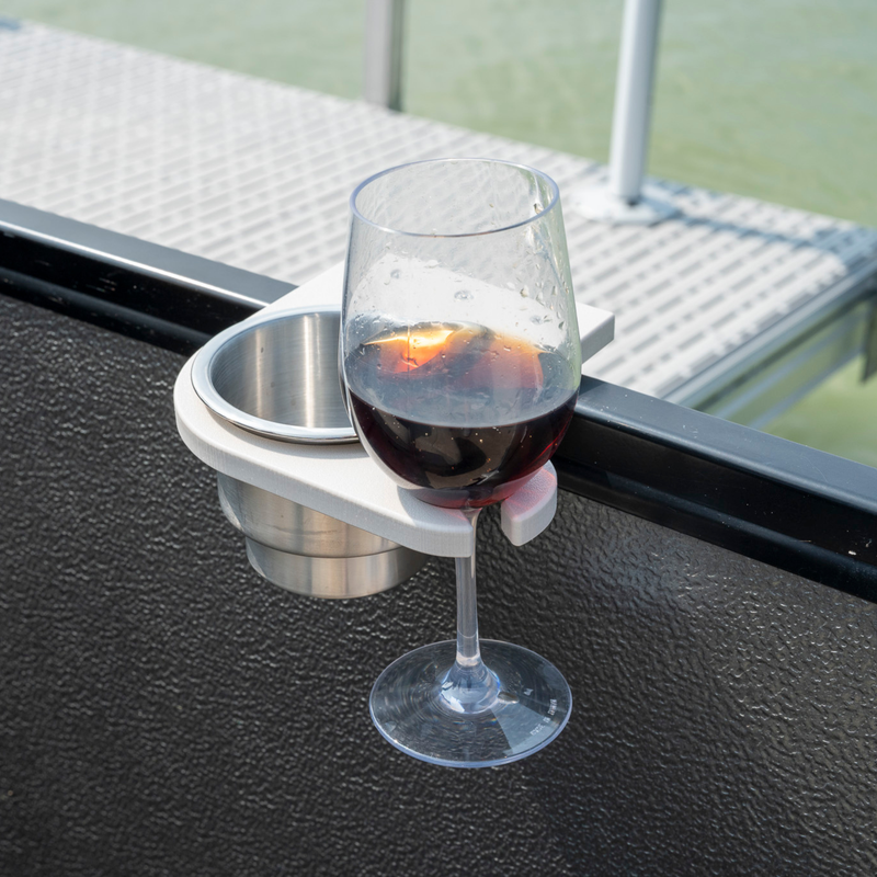 Load image into Gallery viewer, Pontoon Rail Cup and Wine Glass Holder Bundle for Pontoon Boats | Set of 2, Square &amp; Premier® Brand Rail Options

