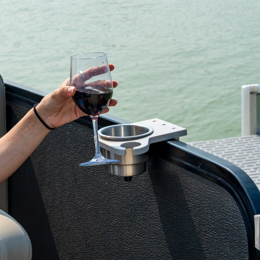 Pontoon Rail Cup and Wine Glass Holder for Pontoon Boats | Square & Premier® Brand Rail Options
