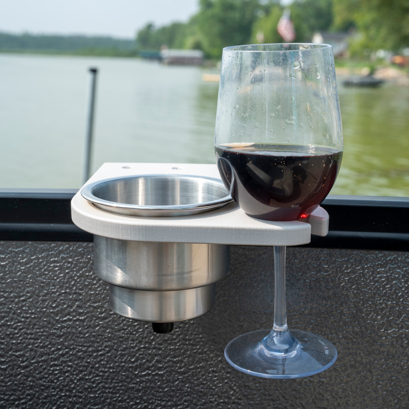 Load image into Gallery viewer, Pontoon Rail Cup and Wine Glass Holder for Pontoon Boats | Square &amp; Premier® Brand Rail Options
