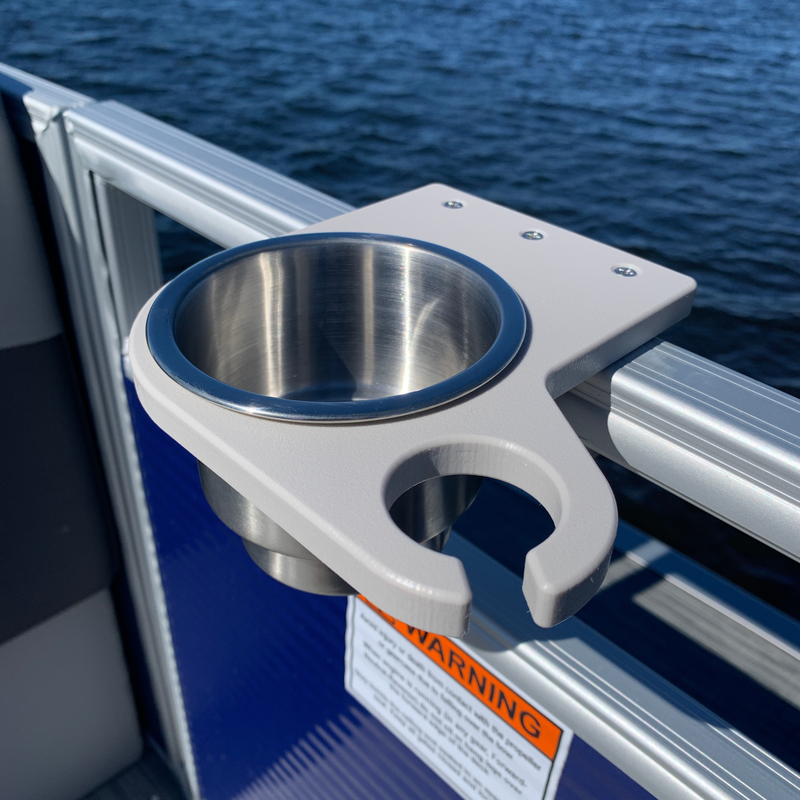 Load image into Gallery viewer, Pontoon Rail Cup and Wine Glass Holder for Pontoon Boats | Square &amp; Premier® Brand Rail Options
