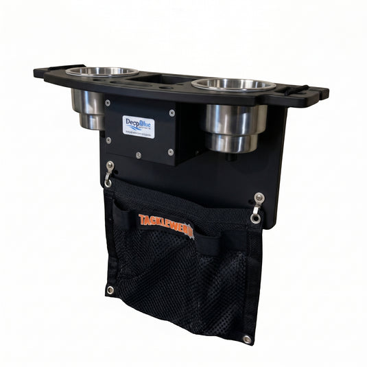 Fishing Station - with Double Rod and Drink Holders, Tool Storage and Tackle Web Pouch