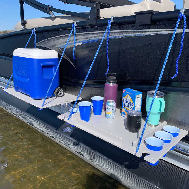 Load image into Gallery viewer, Sandbar Pontoon Table – Exterior Rail Mount | USA Made | 3 Tiers
