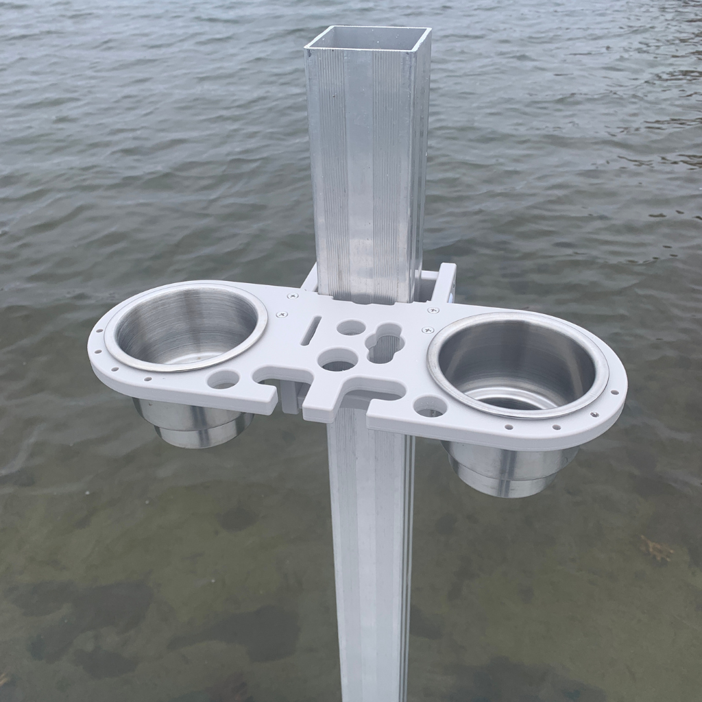 Dock Post – Double Rod and Cup Holder fits up to 2.625" Square. or Round posts