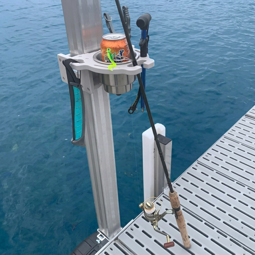 Dock Post – Single Rod and Cup Holder - fits up to 2.625" Square. or Round