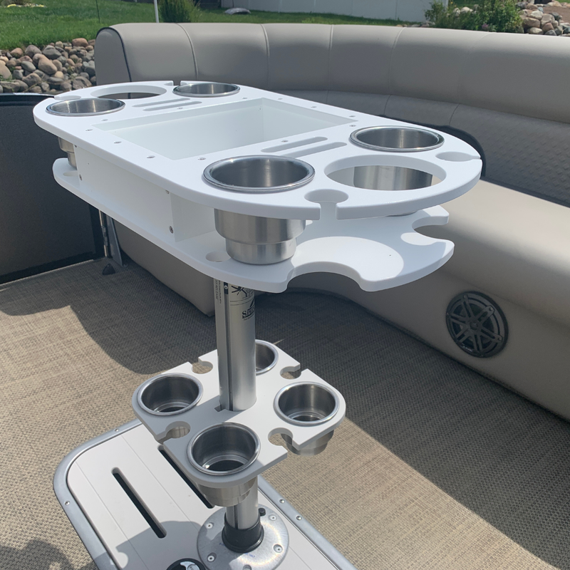 Load image into Gallery viewer, Boat and Pontoon Table – USA Made | Marine Grade with Cup Holders
