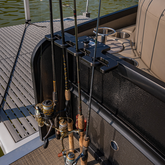 fishing rod holder rail mount Seachoice Vertical Rod Rack Tubes with Rail Mount Easily mount and store your rods on any railsquare or roundwith the Rod Rack Tubes and Rail Mount system Rail Mount Fishing Rod Tie