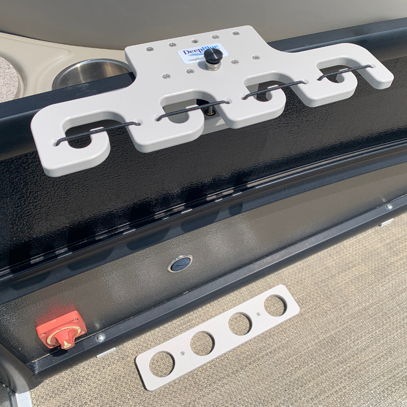 Load image into Gallery viewer, Pontoon Boat Fishing 4-Rod-Holder – No-Tool Rail Mount | USA Made
