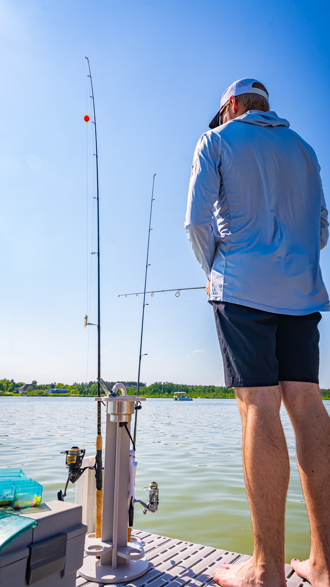 4 Place Fishing Rod Caddy - 4 Rod Holder with Cup Holders