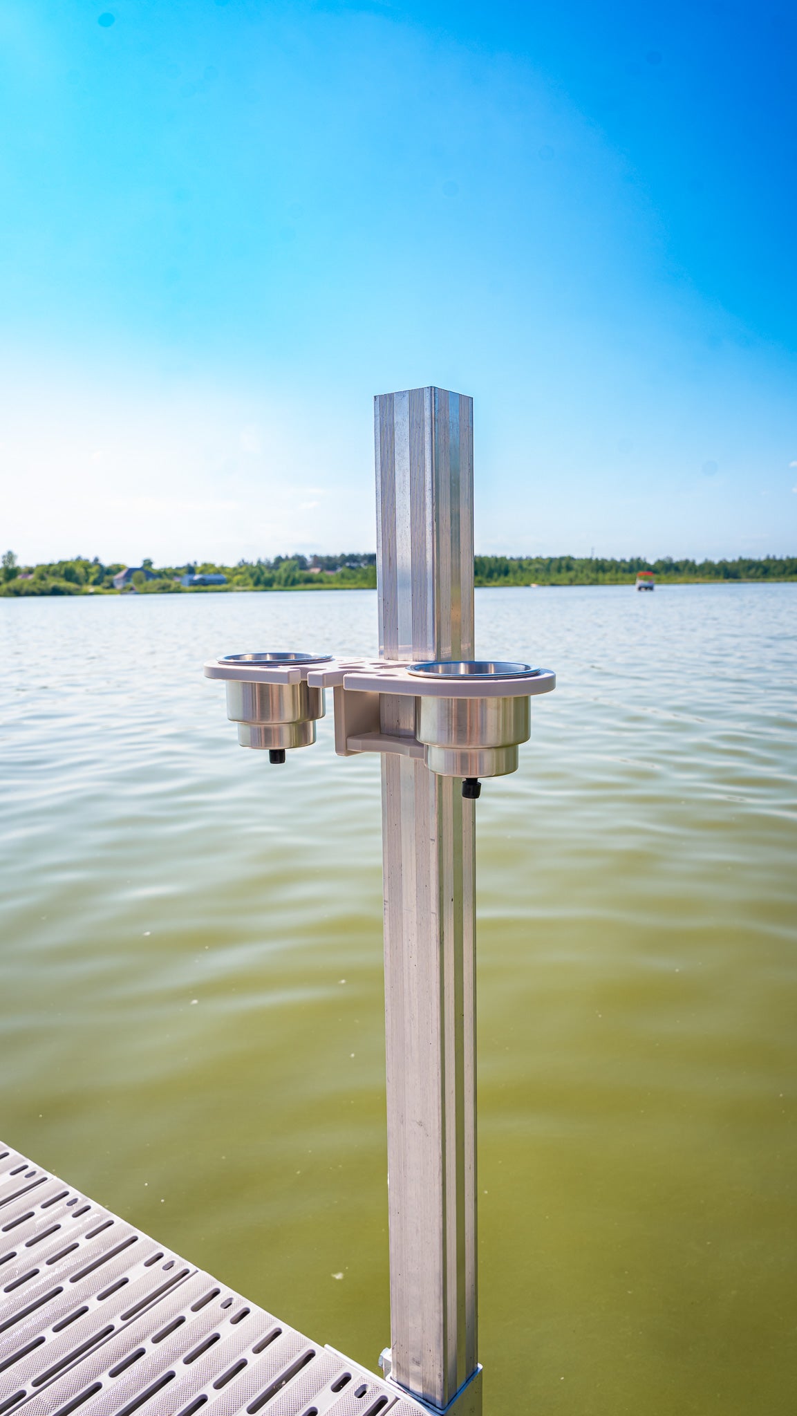 Dock Post – Double Rod and Cup Holder - 2.625" to 4" Post Option