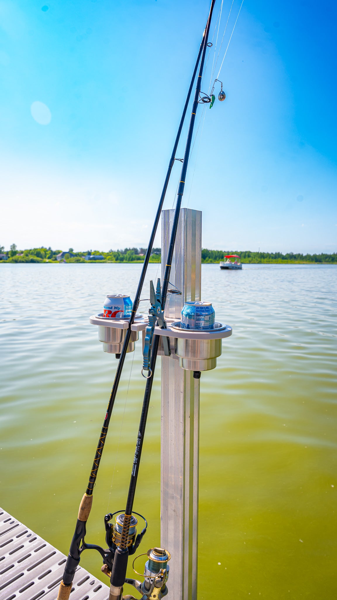 Dock Post – Double Rod and Cup Holder - 2.625" to 4" Post Option