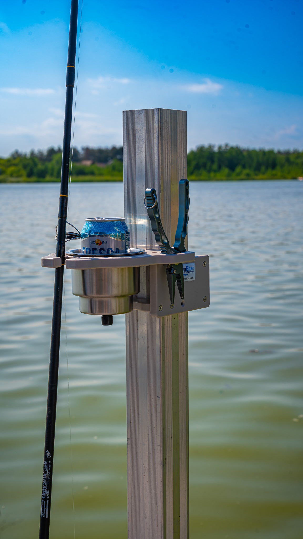 Dock Post – Single Rod and Cup Holder - fits up to 2.625" Square. or Round