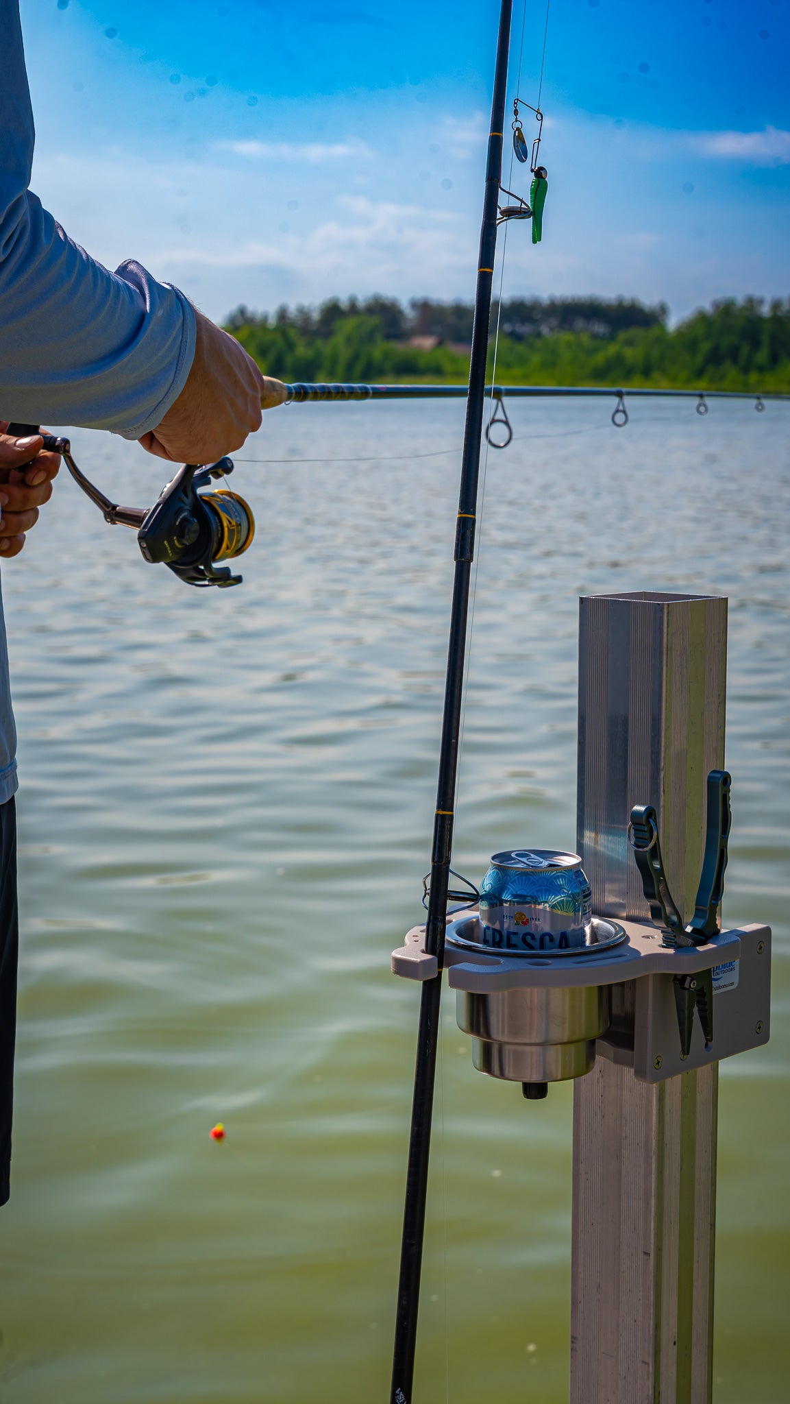 Dock Post – Single Rod and Cup Holder - fits up to 2.625" Square. or Round