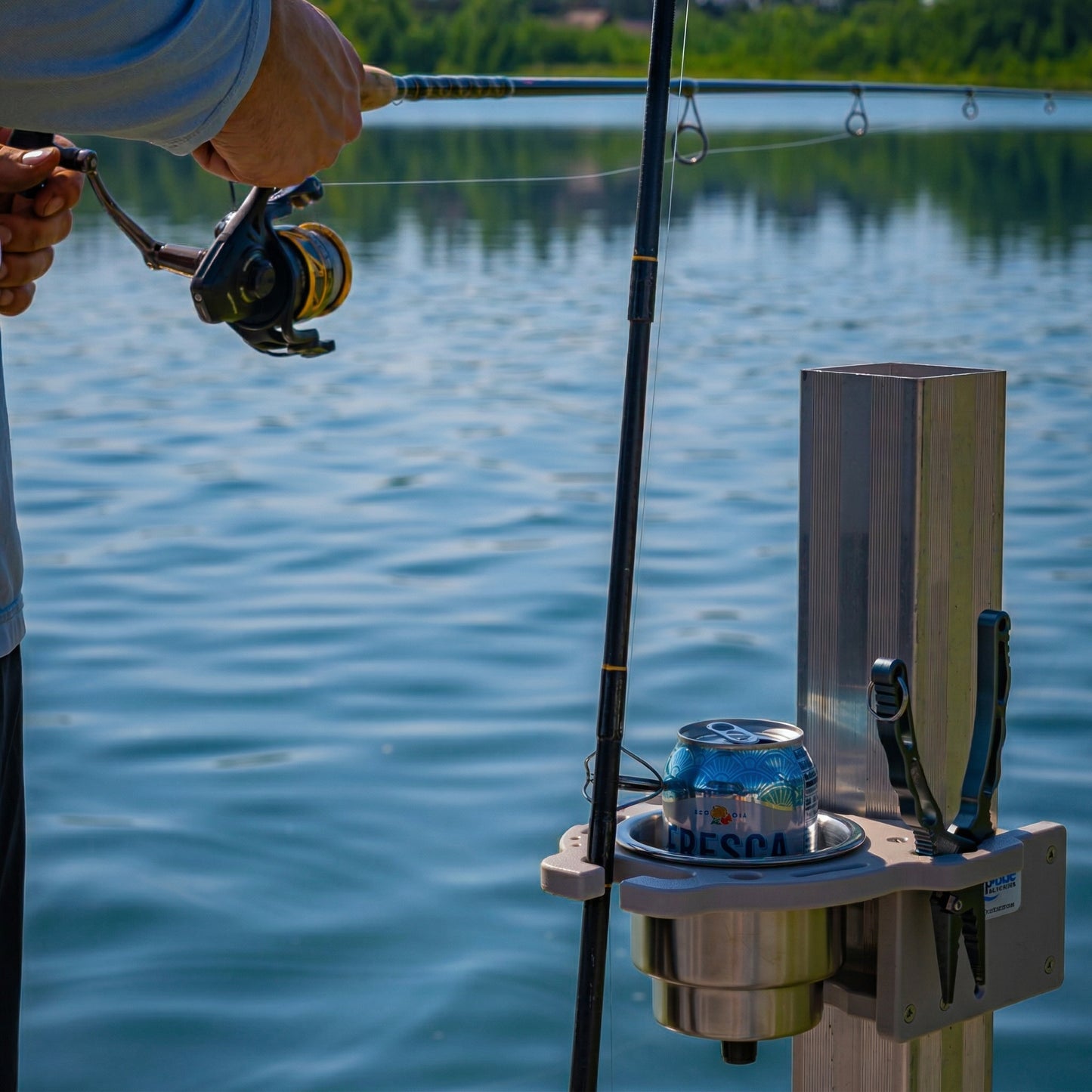 Dock Post – Single Rod and Cup Holder - fits up to 2.625" Square. or Round