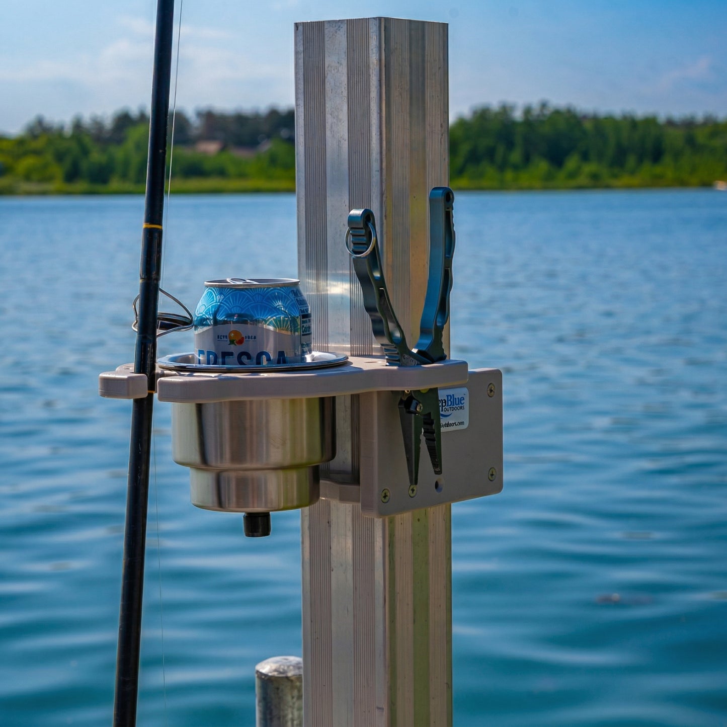 Dock Post – Single Rod and Cup Holder - fits up to 2.625" Square. or Round
