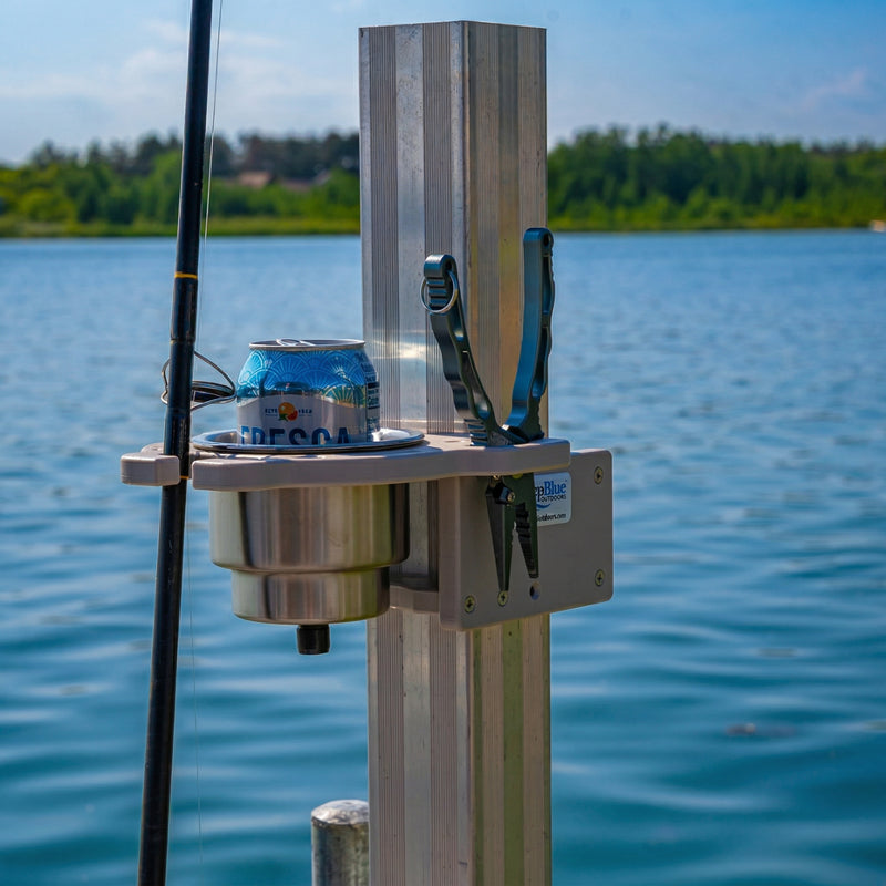 Load image into Gallery viewer, Dock Post – Single Rod and Cup Holder - fits up to 2.625" Square. or Round
