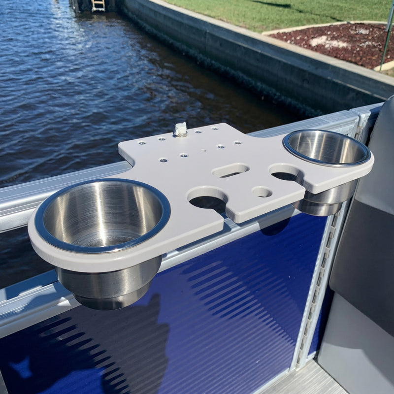 Load image into Gallery viewer, Pontoon Rail - Double Cup and Wine Glass Holder
