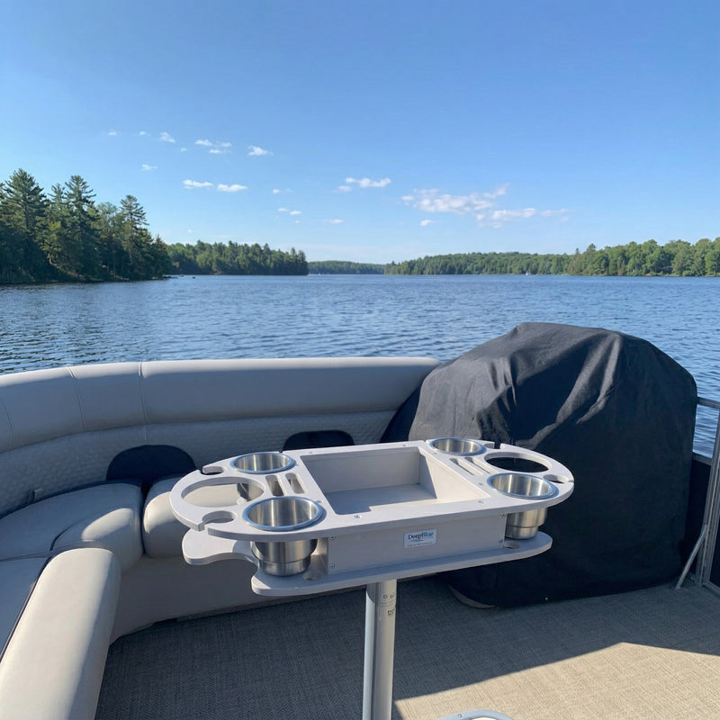 Load image into Gallery viewer, Boat and Pontoon Table – USA Made | Marine Grade with Cup Holders
