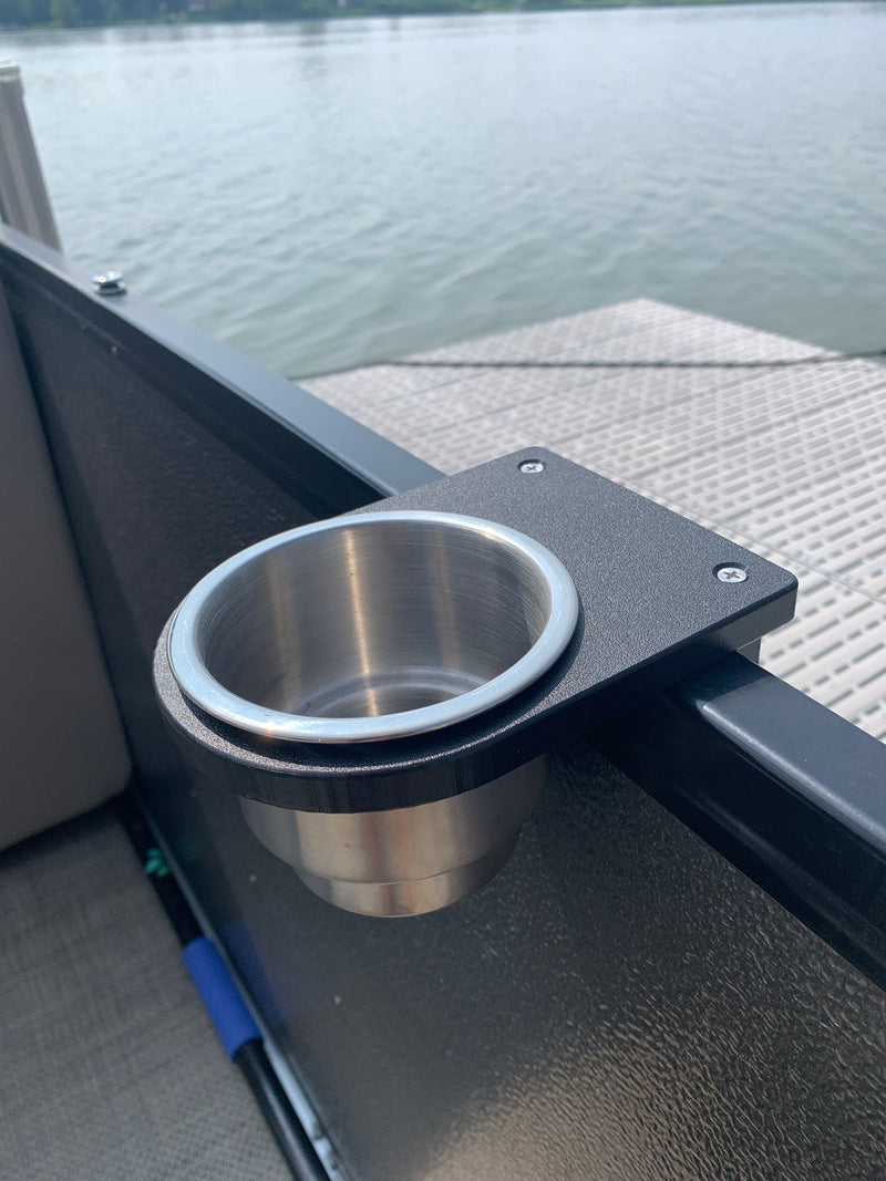 Load image into Gallery viewer, Pontoon Rail Cup Holder for Pontoon Boats | Square &amp; Premier® Brand Rail Options

