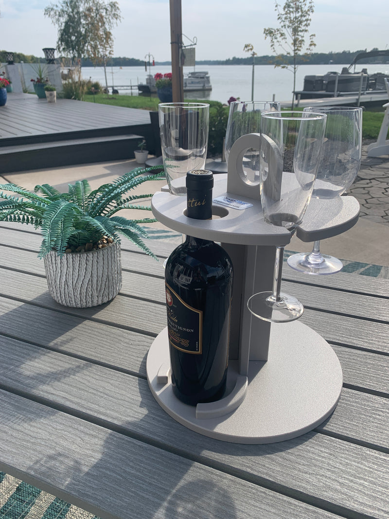 Load image into Gallery viewer, Wine Glass &amp; Bottle Caddy placed outdoors
