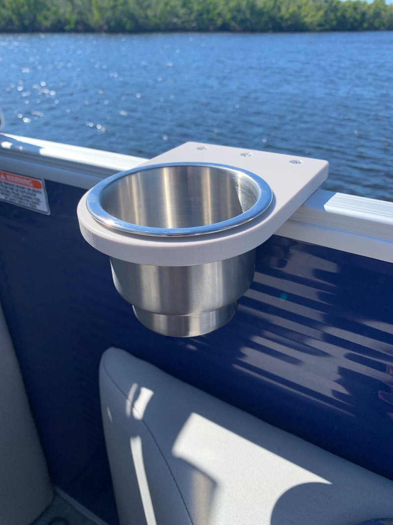 Load image into Gallery viewer, Pontoon Rail Cup Holder for Pontoon Boats | Square &amp; Premier® Brand Rail Options
