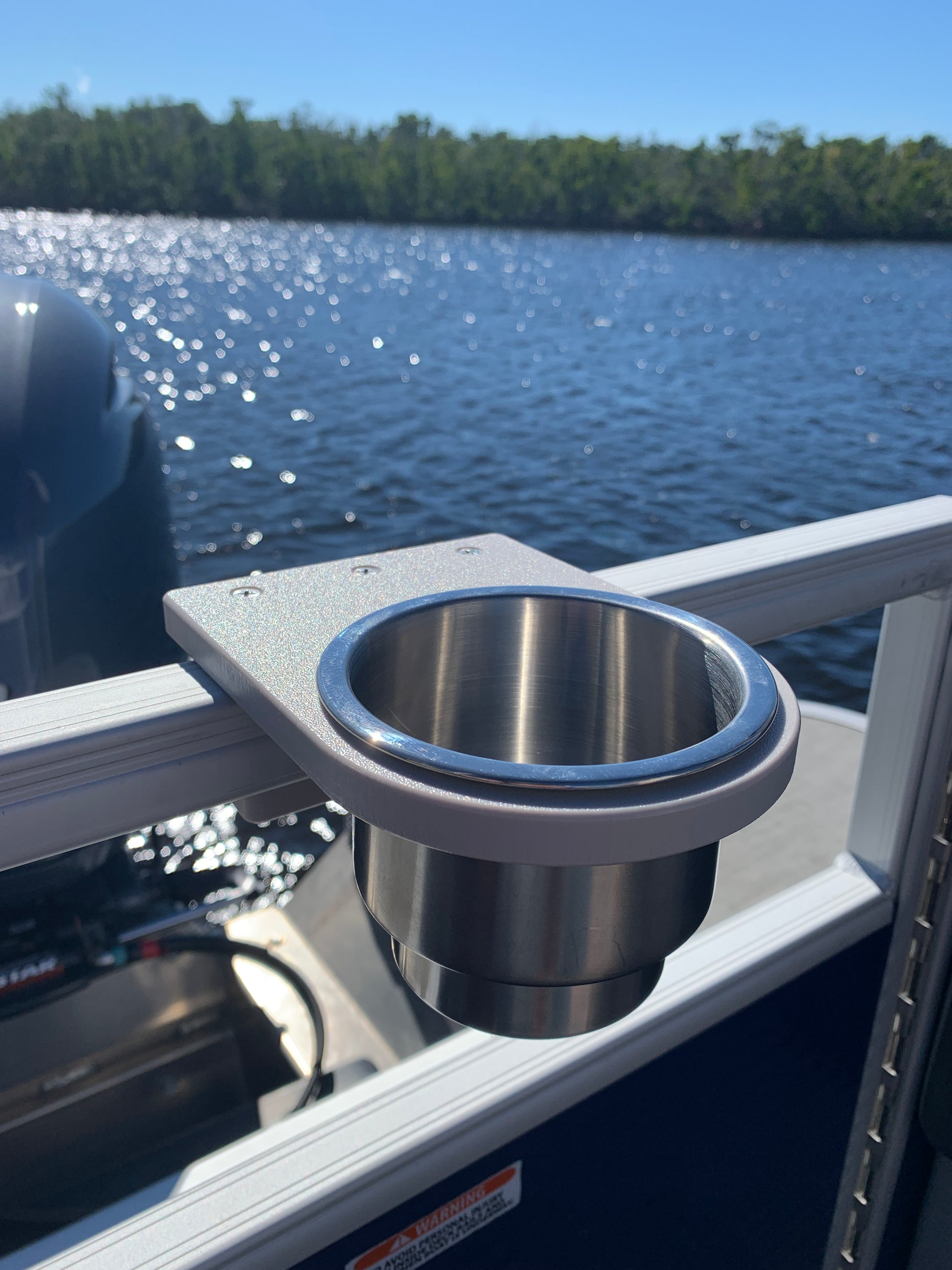 Pontoon Rail Cup Holder - (1-1/8) or (1-1/4) Square Rail (Gray)