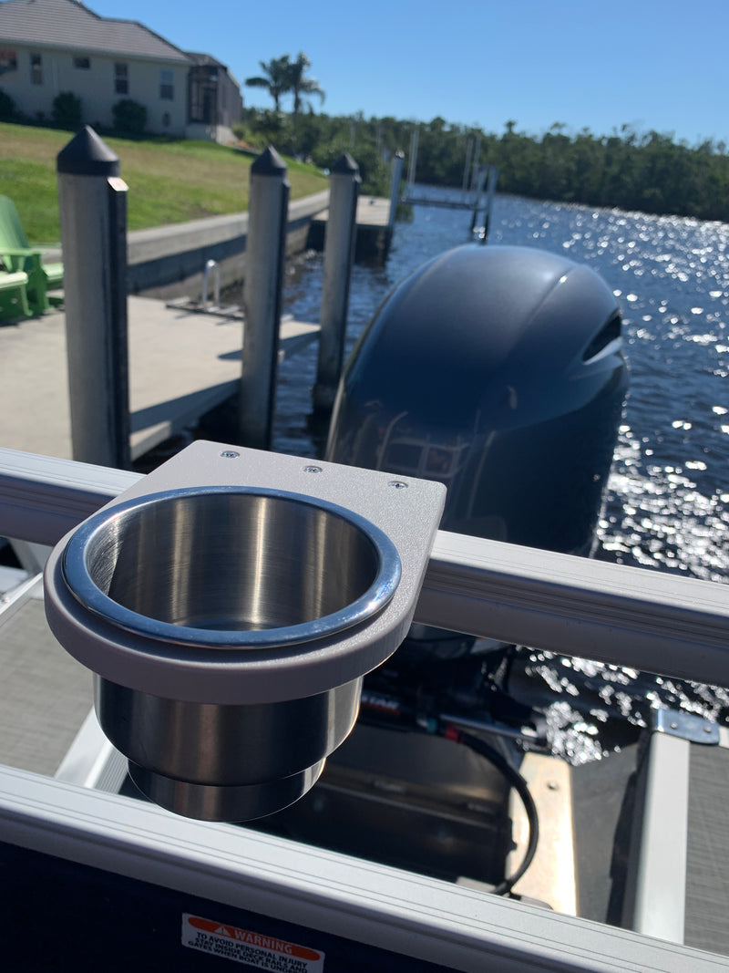 Load image into Gallery viewer, Pontoon Rail Cup Holder for Pontoon Boats | Square &amp; Premier® Brand Rail Options
