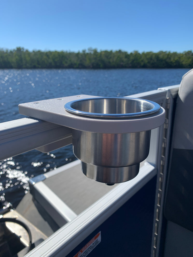 Load image into Gallery viewer, Pontoon Rail Cup Holder for Pontoon Boats | Square &amp; Premier® Brand Rail Options
