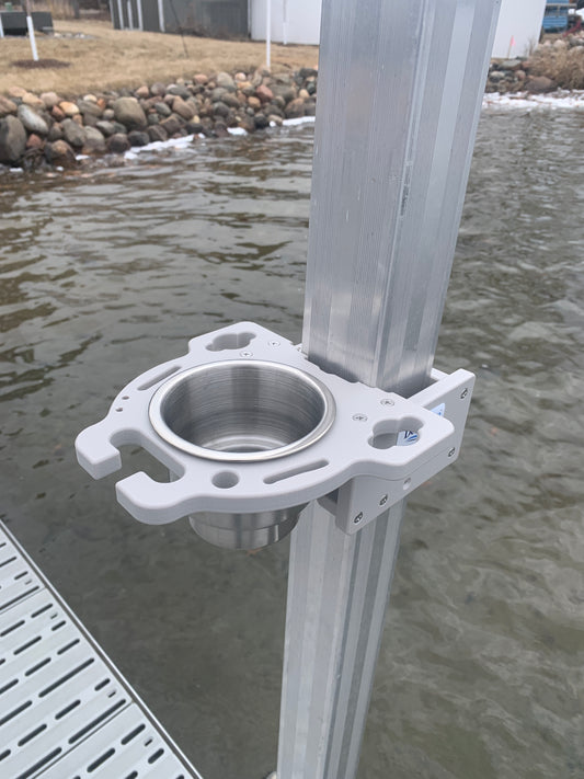Dock Post – Single Rod and Cup Holder - fits up to 2.625" Square. or Round