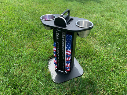 Cornhole Scoreboard and Bag Caddy - with Drink Holders