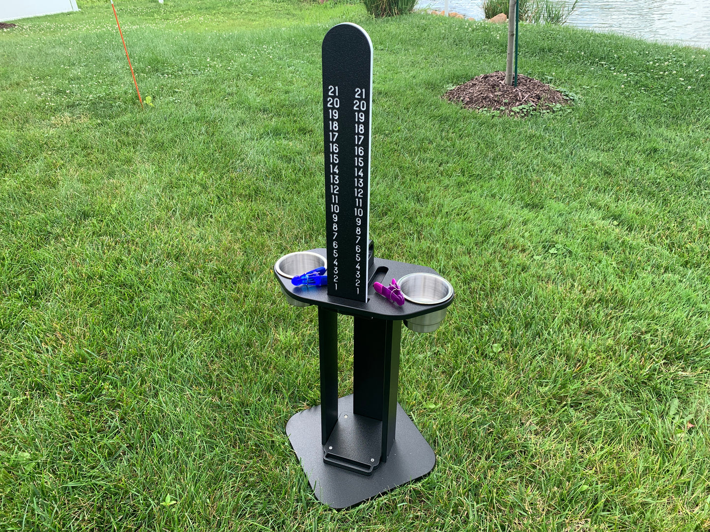Cornhole Scoreboard and Bag Caddy - with Drink Holders