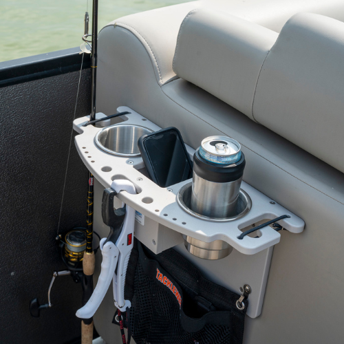 Fishing Station - with Double Rod and Drink Holders, Tool Storage and Tackle Web Pouch