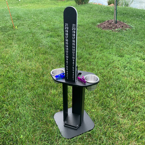 Load image into Gallery viewer, Cornhole Scoreboard and Bag Caddy with Drink Holders

