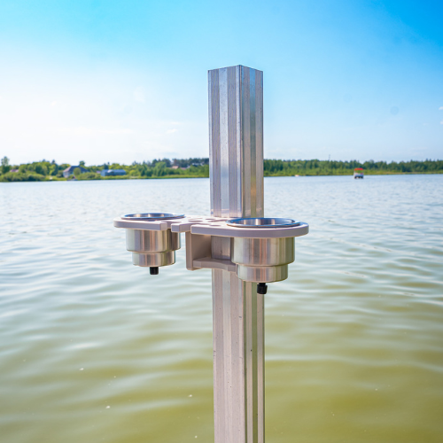 Dock Post – Double Rod and Cup Holder - 2.625" to 4" Post Option