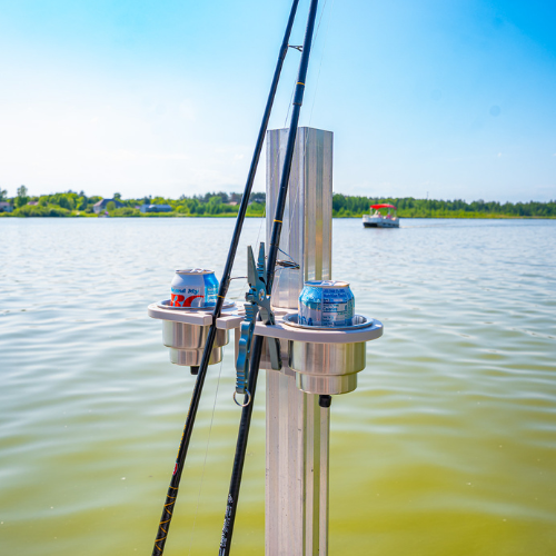 Dock Post – Double Rod and Cup Holder - 2.625" to 4" Post Option