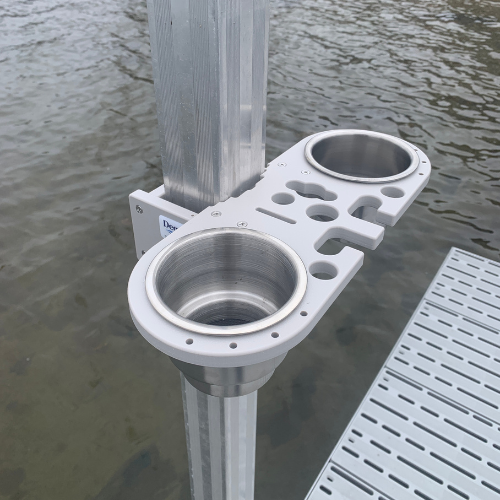 Dock Post – Double Rod and Cup Holder - 2.625" to 4" Post Option