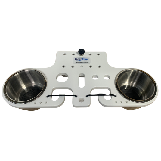 Pontoon Rail Double Rod and Cup Holder with Tool Organizer – No-Tool Install | USA Made