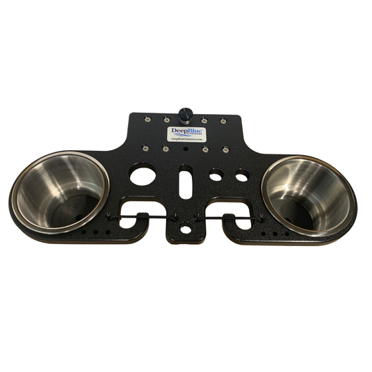 Pontoon Rail Double Rod and Cup Holder with Tool Organizer – No-Tool Install | USA Made