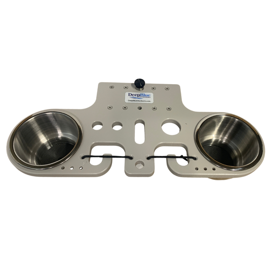 Pontoon Rail Double Rod and Cup Holder with Tool Organizer – No-Tool Install | USA Made