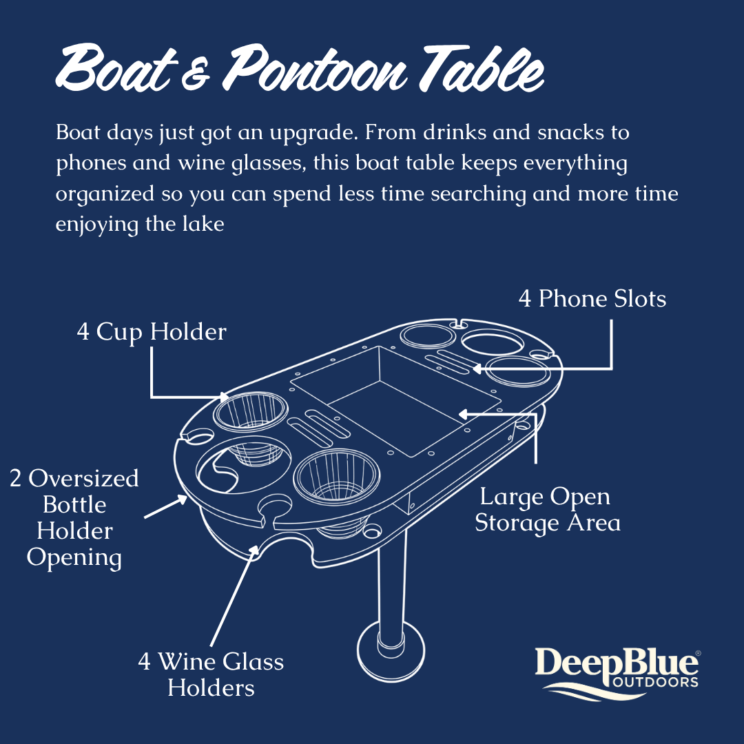 Boat and Pontoon Table – USA Made | Marine Grade with Cup Holders