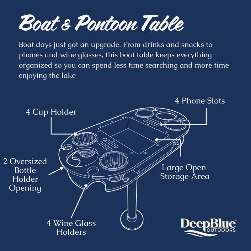 Load image into Gallery viewer, Boat and Pontoon Table – USA Made | Marine Grade with Cup Holders
