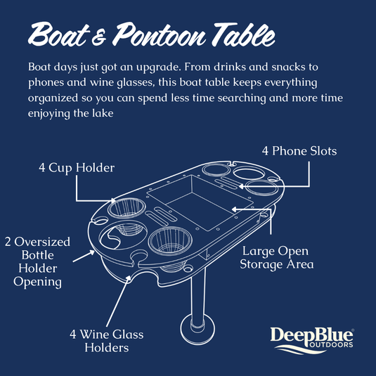 Boat and Pontoon Table – USA Made | Marine Grade with Cup Holders