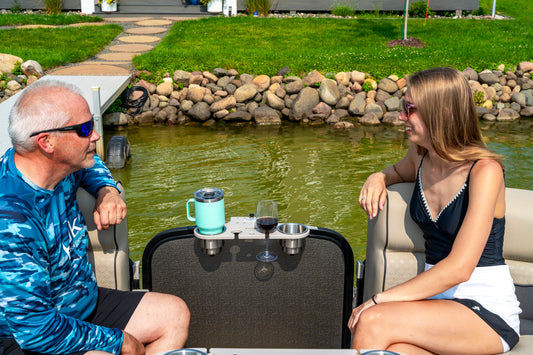 Pontoon Rail - Double Cup and Wine Glass Holder