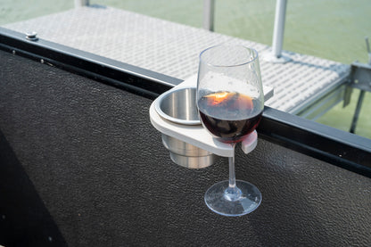 Pontoon Rail Cup and Wine Glass Holder - (1-1/8") or (1-1/4") Square Rail