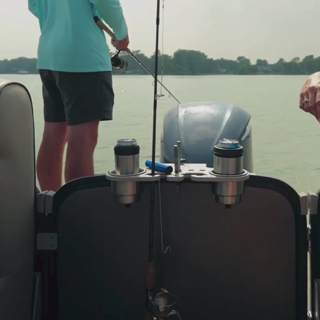 Pontoon Rail Double Rod and Cup Holder with Tool Organizer – No-Tool I –  Deep Blue Outdoors